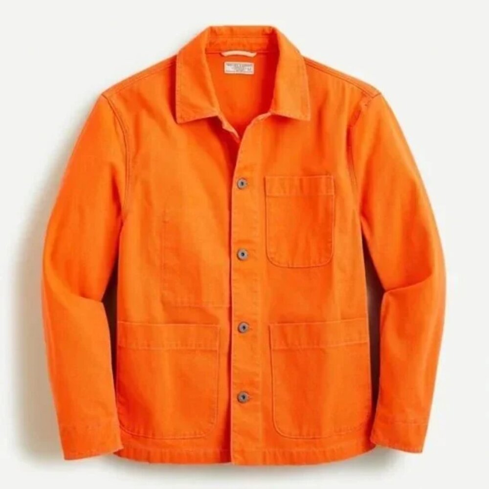 J Crew Wallace & Barnes Men’s Duck Canvas Chore utility Jacket Size S in Orange
